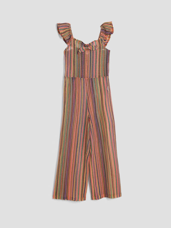 River Island Orange Stripe Crochet Jumpsuit