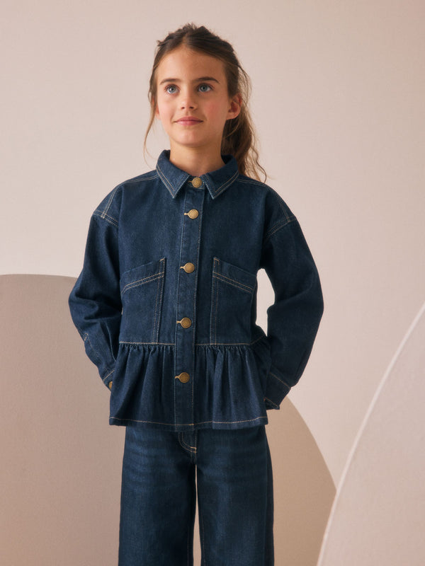 Indigo Blue Peplum Hem Denim Jacket (3-16yrs)
