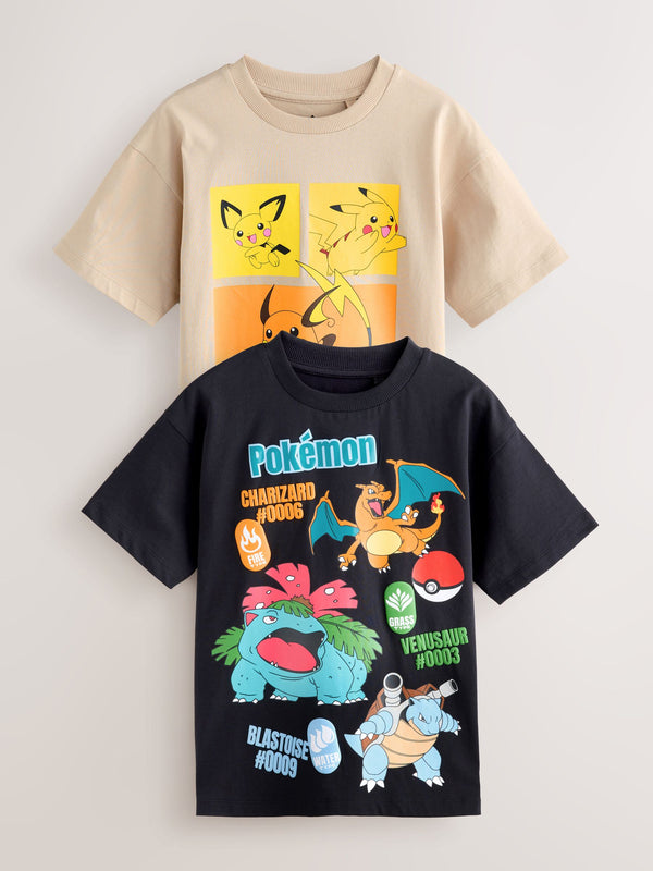 Multi Pokemon Short Sleeved T-Shirts 2 Pack (4-14yrs)