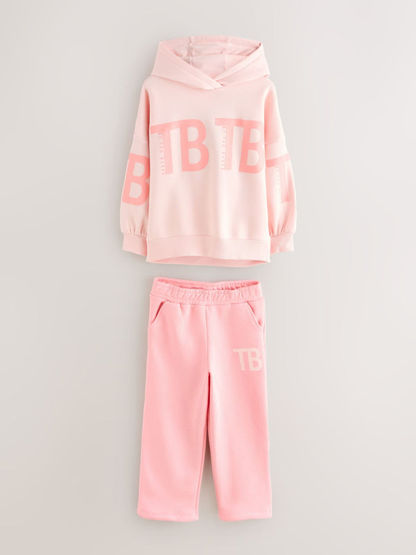 Baker by Ted Baker 2 Piece Oversized Pink Hoodie and Wide Leg Joggers Set