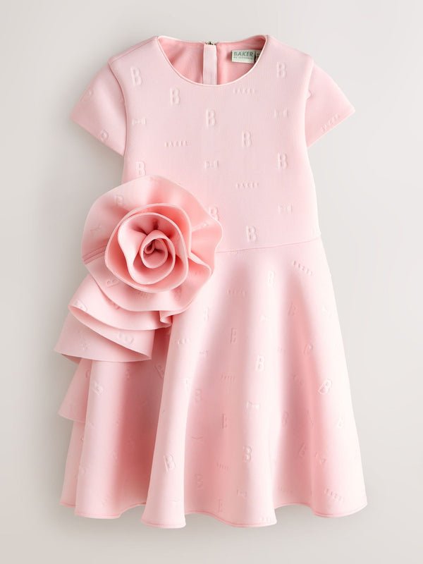 Baker by Ted Baker Pink 3D Corsage Embossed Scuba Dress