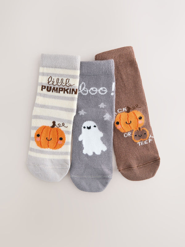 Black/Grey Cotton Rich Halloween Socks 3 Pack