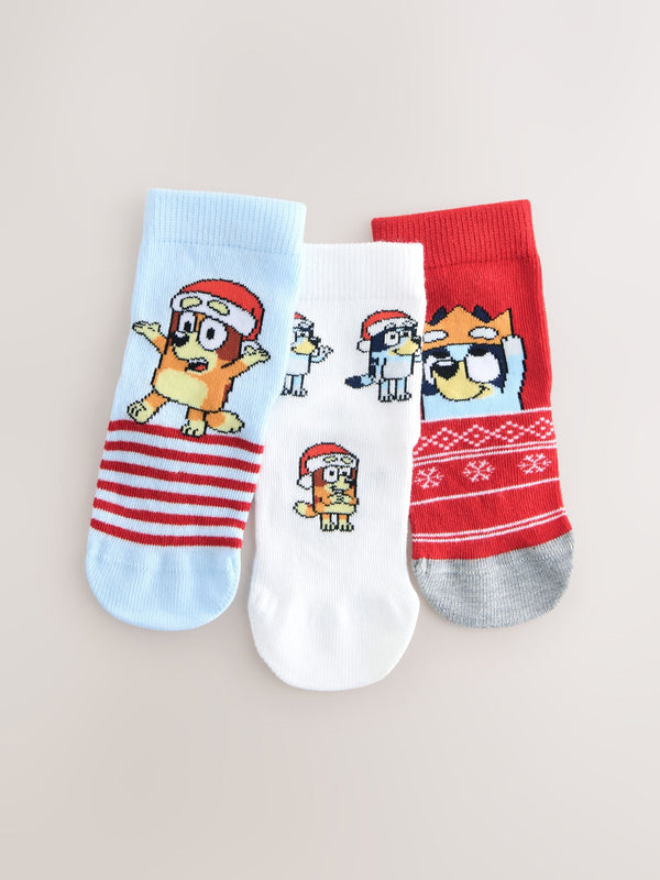 Bluey Christmas License Character Cotton Rich Socks 3 Pack