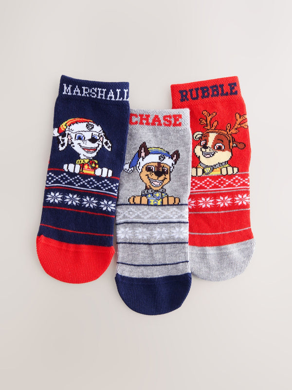 Paw Patrol Christmas License Character Cotton Rich Socks 3 Pack