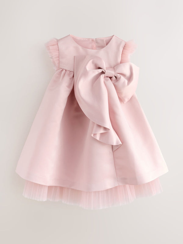 Baker by Ted Baker Pink Satin Bow Tulle A-Line Occasion Dress