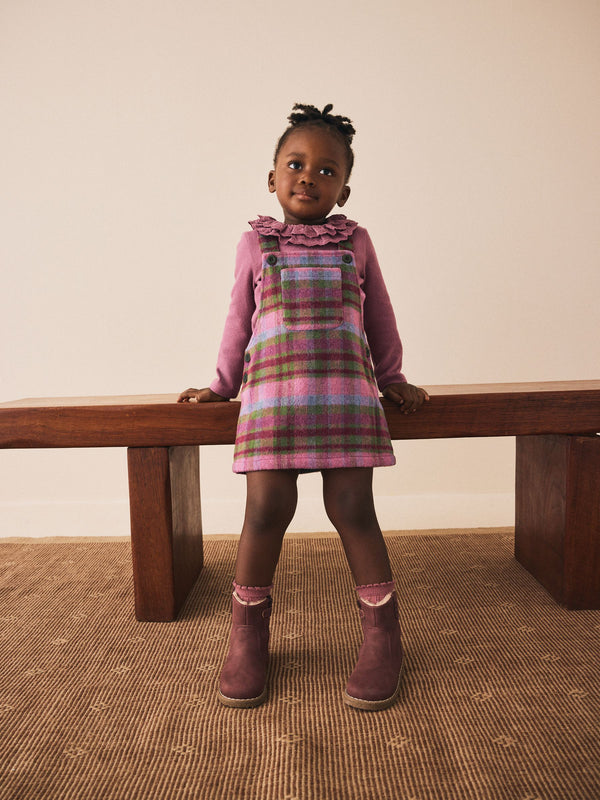 Purple Check Pinafore Dress (3mths-8yrs)