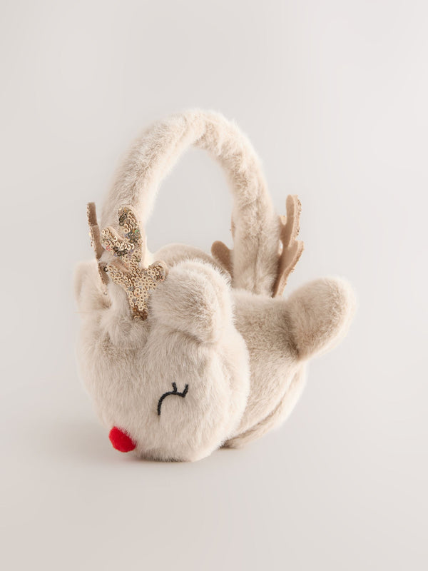 Cream Reindeer Earmuffs