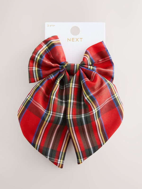 Red/Blue Tartan Statement Bow Hair Clip