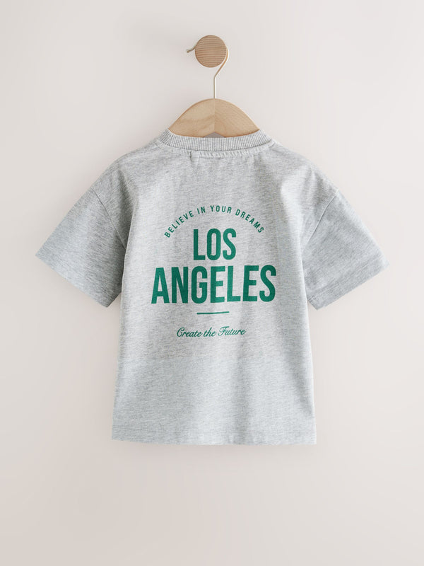 Grey Los Angeles Short Sleeve Back Print T-Shirt (3mths-7yrs)