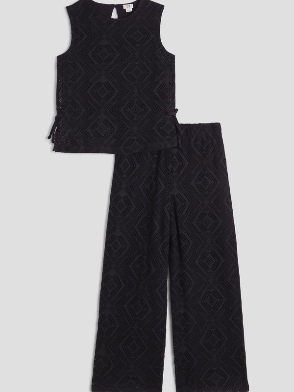 River Island Black Lace Bow Side Top Set