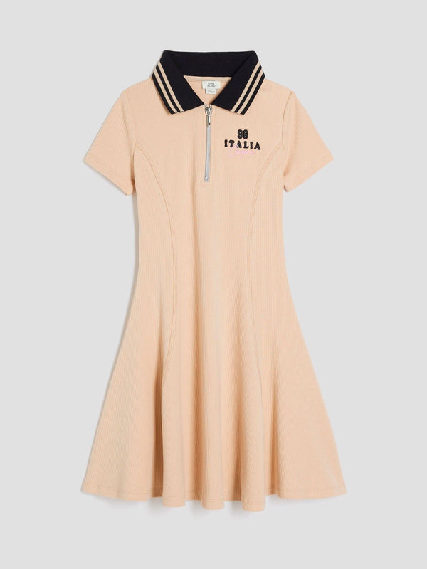 River Island Brown Rib Zip Dress