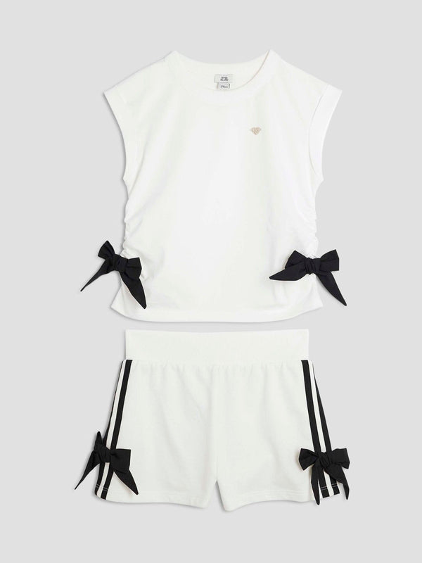 River Island White Bow Shorts Set