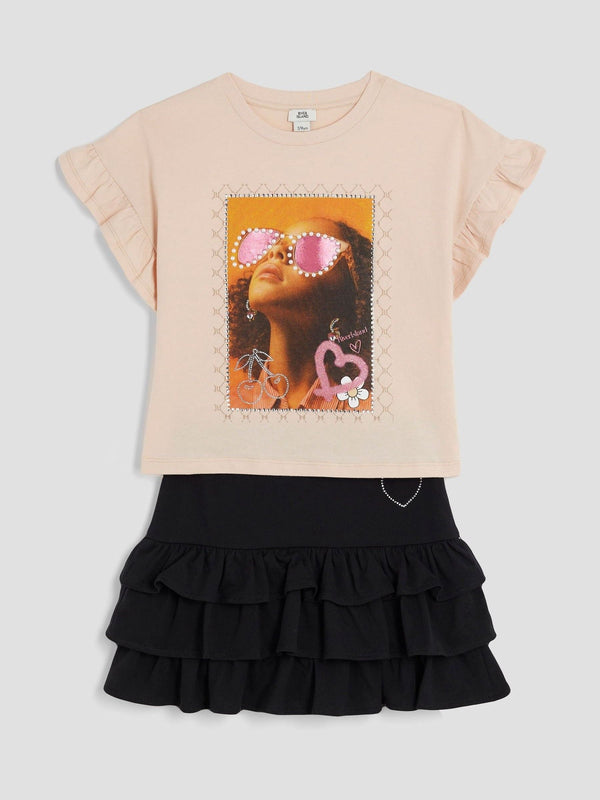 River Island Black T-Shirt and Rara Skirt Set