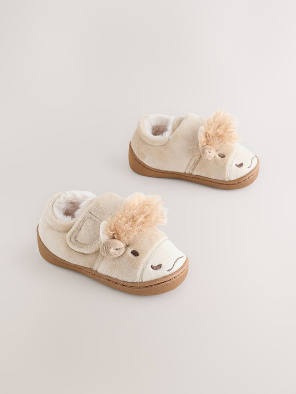 Neutral Hamish the Highland Cow Cupsole Slippers