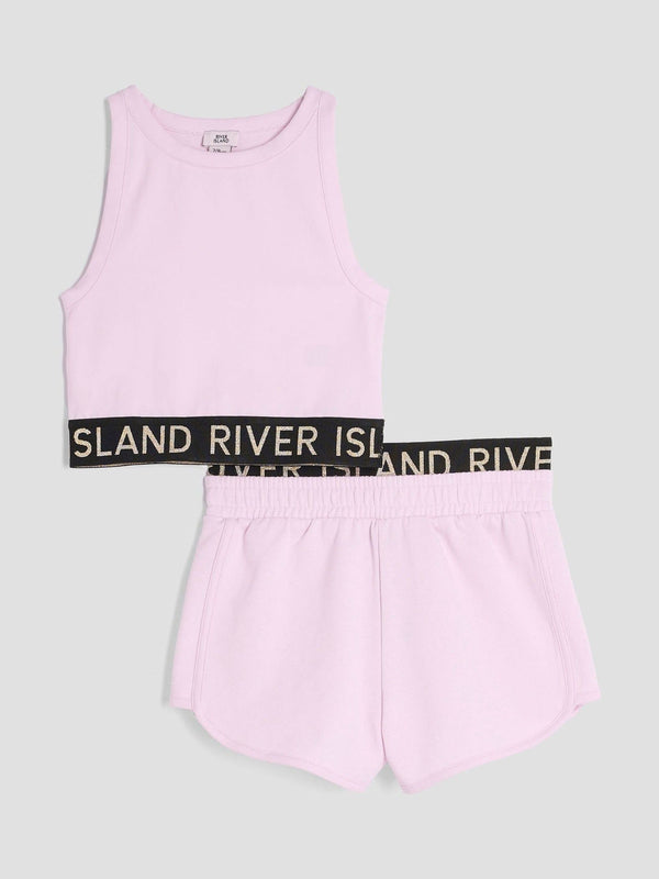 River Island Pink Glitter Waistband Tank Set
