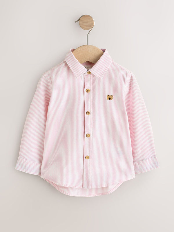 Pink Stripe Character Long Sleeve Oxford Shirt (3mths-7yrs)