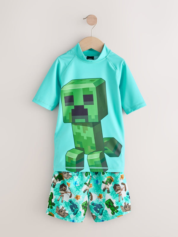 Minecraft Rash Vest and Swim Shorts Set (3-16yrs)