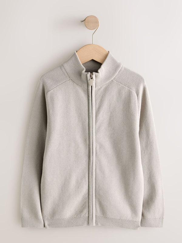 Neutral Zip Through Knitted Cardigan (3-16yrs)