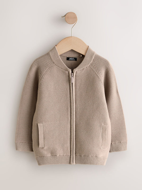 Taupe Brown Zip Through Cardigan (3mths-7yrs)