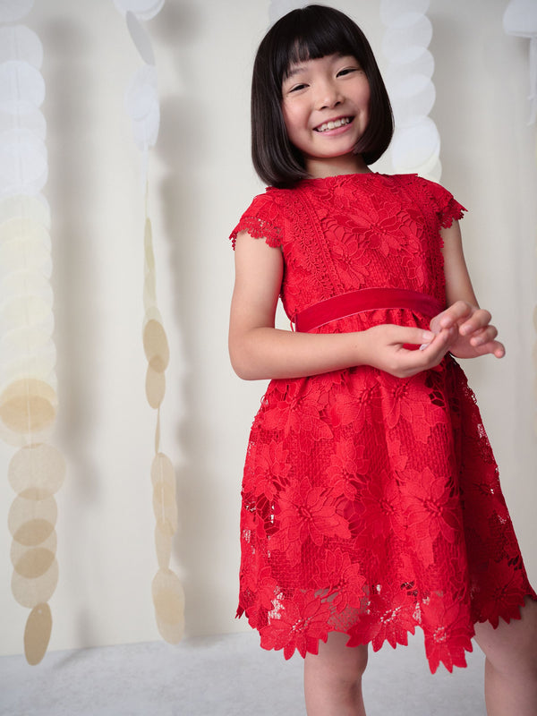Red Lace Occasion Dress (3-16yrs)