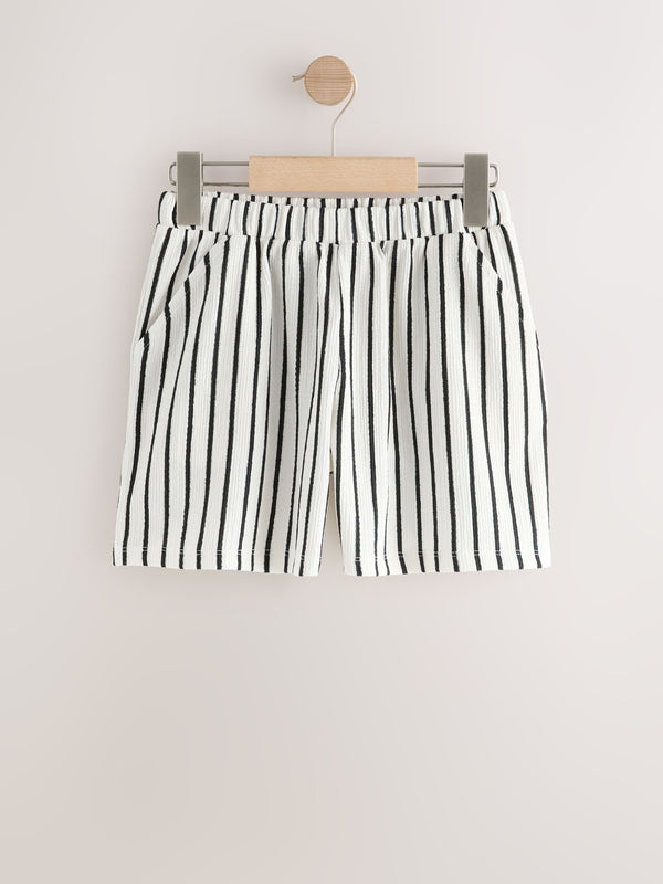 Black/White Stripe Crinkle Shorts (3-16yrs)