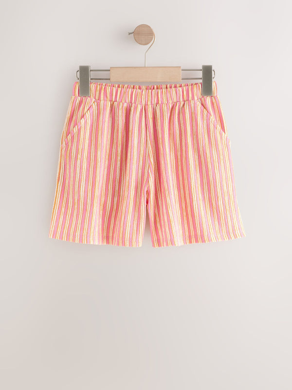 Pink Stripe Crinkle Shorts (3-16yrs)