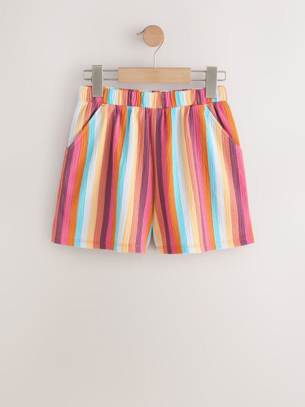 Pink Multi Stripe Crinkle Shorts (3-16yrs)