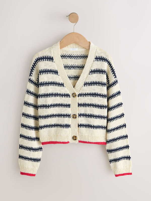 Mono Stripe V-Neck Stitch Cardigan (3-16yrs)