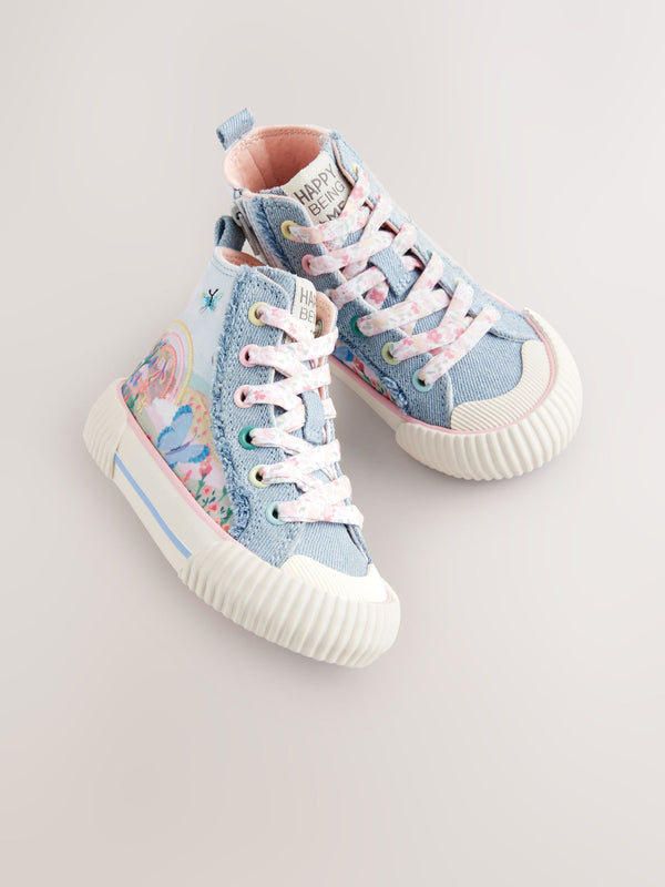 Denim Blue Rainbow Standard Fit (F) High Top