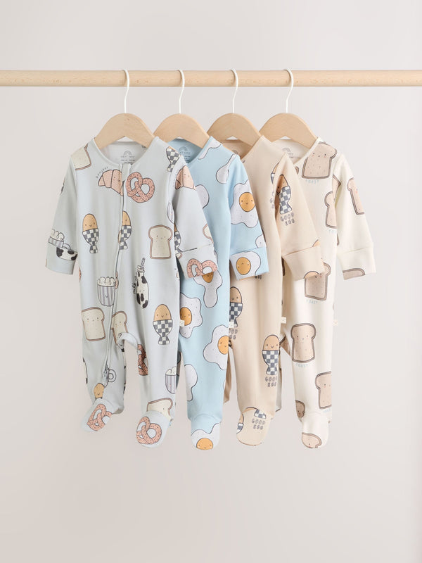 Minerals 4 Pack Two Way Zip Baby Sleepsuits (0mths-2yrs)