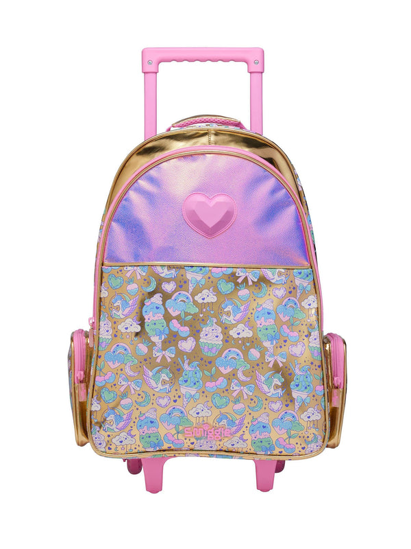 Smiggle Pink Radiant Trolley Backpack With Light Up Wheels