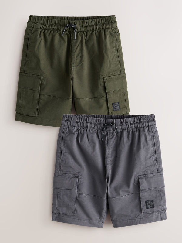 Khaki/Grey 2 Pack Cargo Shorts (3-16yrs)