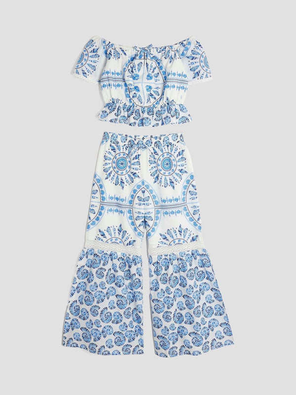 River Island White Shell 100% Cotton Top and Trousers Set
