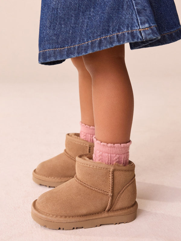 Tan Brown Water Repellent Wide Fit (G) Suede Pull On Boots