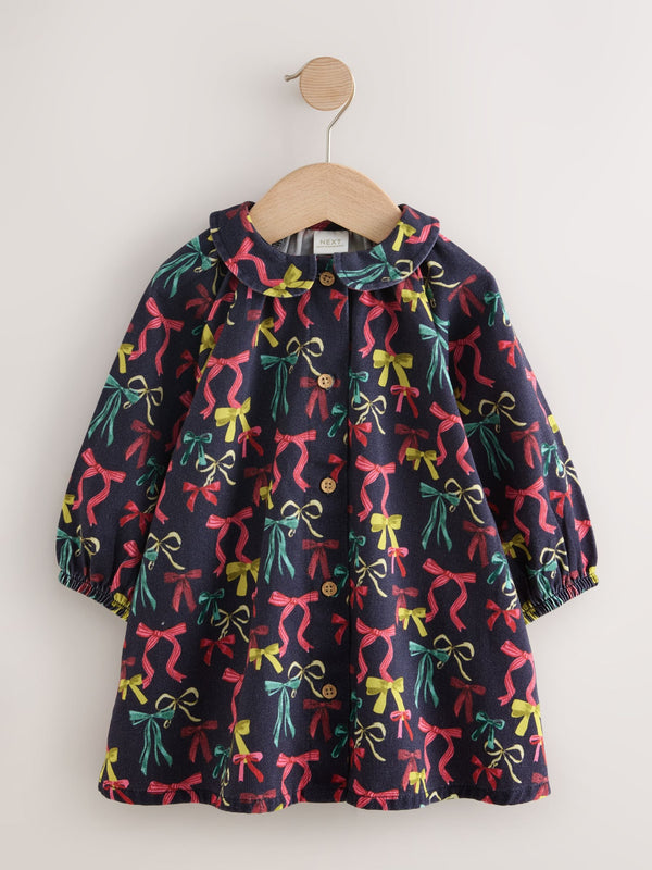 Navy Bow Print Shirt Dress (3mths-8yrs)