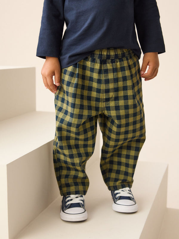 Navy Gingham Barrel Pull On Trousers (3mths-7yrs) (3mths-7yrs)