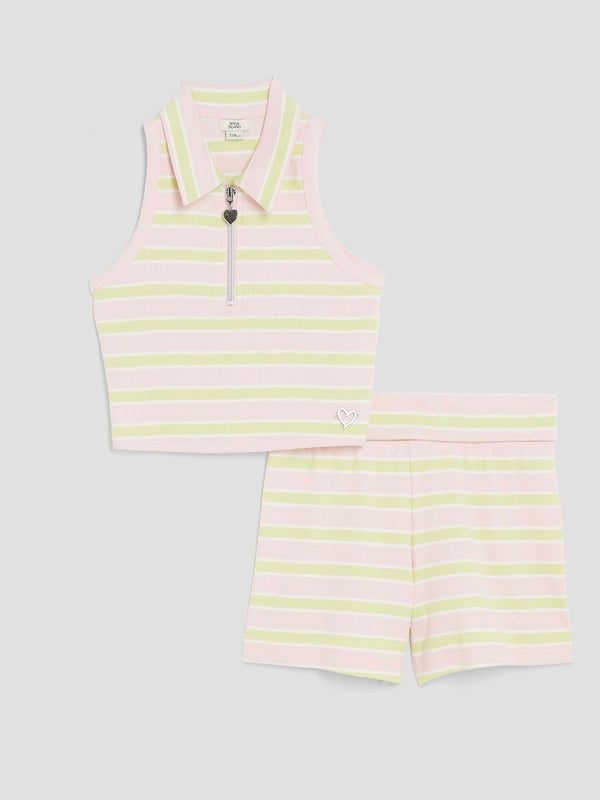 River Island Pink Stripe Shorts Set