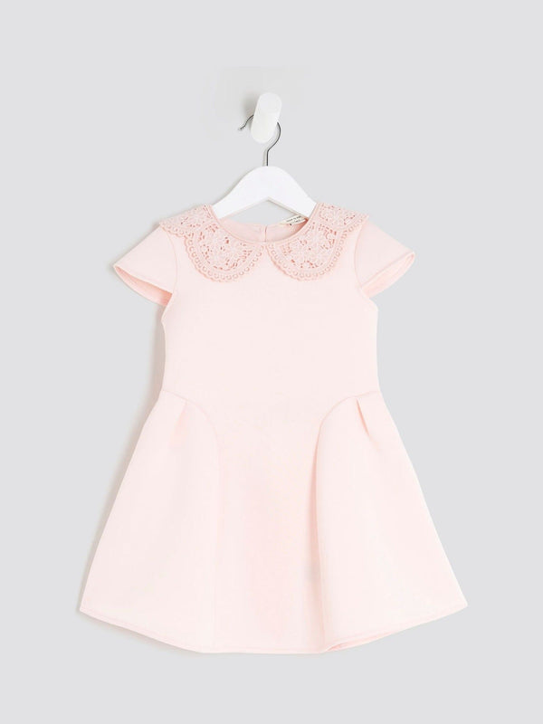 River Island Pink Girls Collar Bow Back Dress