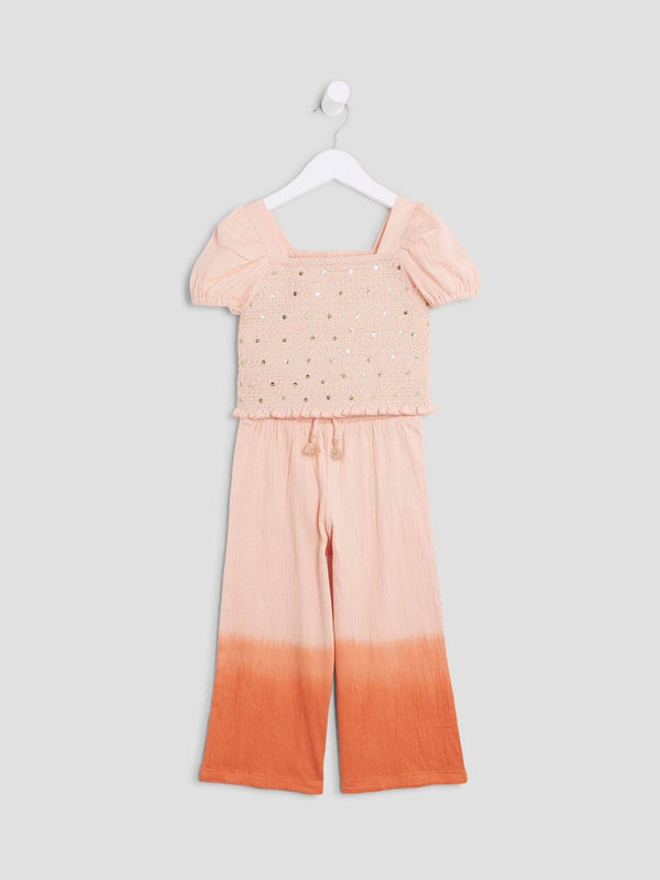 River Island Orange Sequin Top and Trousers Set