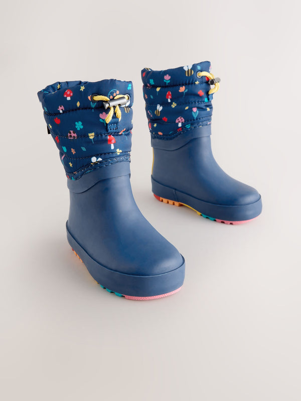 Navy Blue Character Thinsulate Lined Cuff Wellies