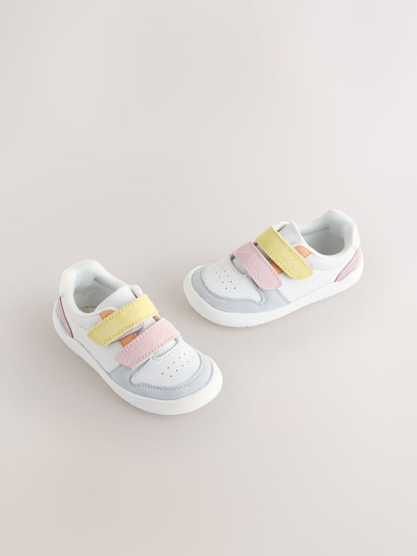 Multi Pastel Barefoot Leather Touch Fastening Trainers