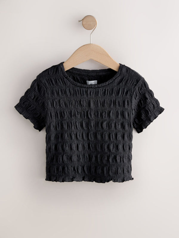 Black Textured T-Shirt (3-16yrs)