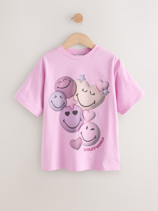 Pink Smiley World Graphic T-Shirt (3-16yrs)