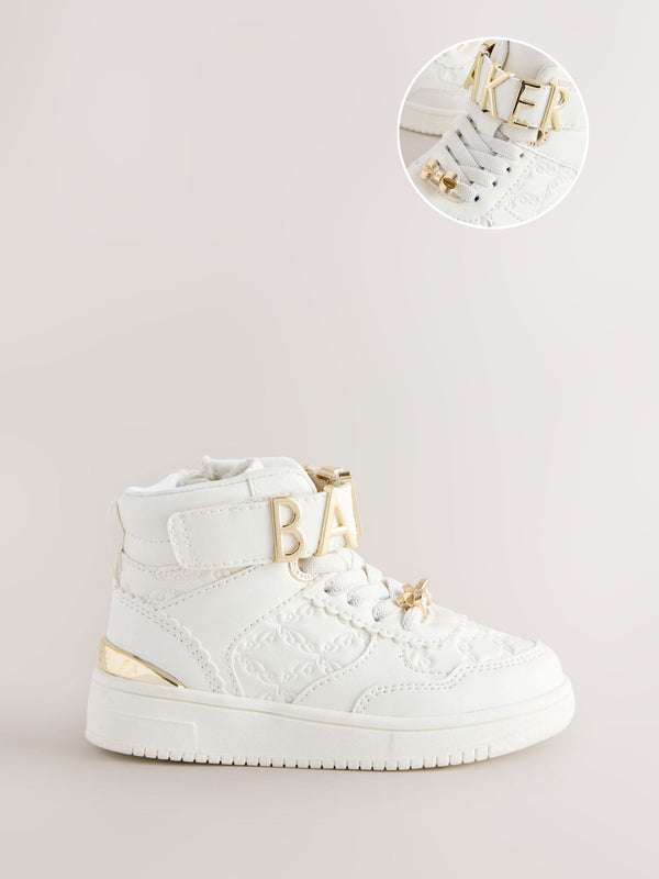 Baker by Ted Baker Girls White Charm Hi-Top Trainers