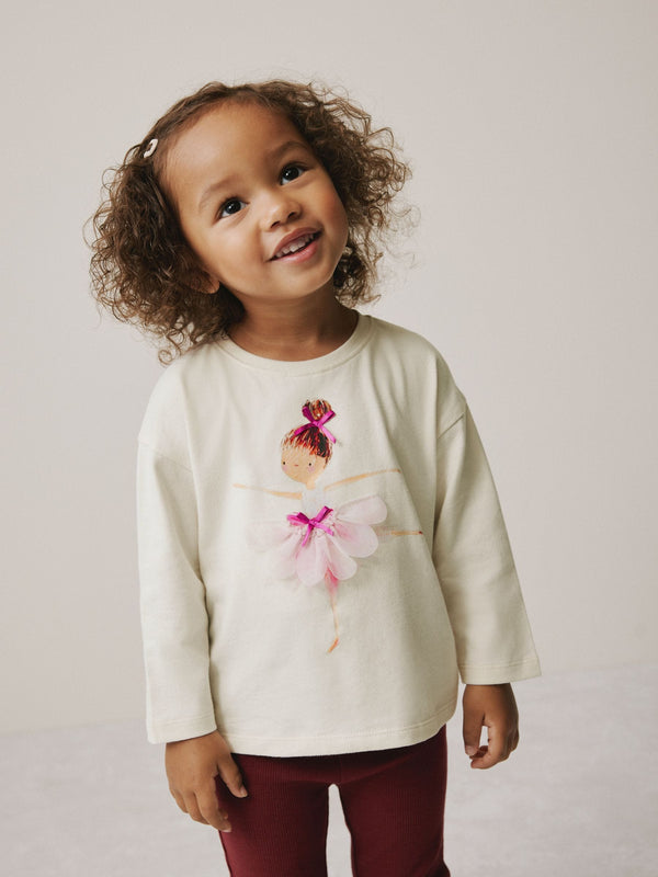 Ecru Ballerina Long Sleeve T-Shirt (3mths-7yrs)