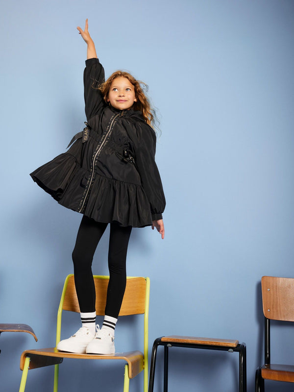 River Island Black Peplum Rain Mac Coat