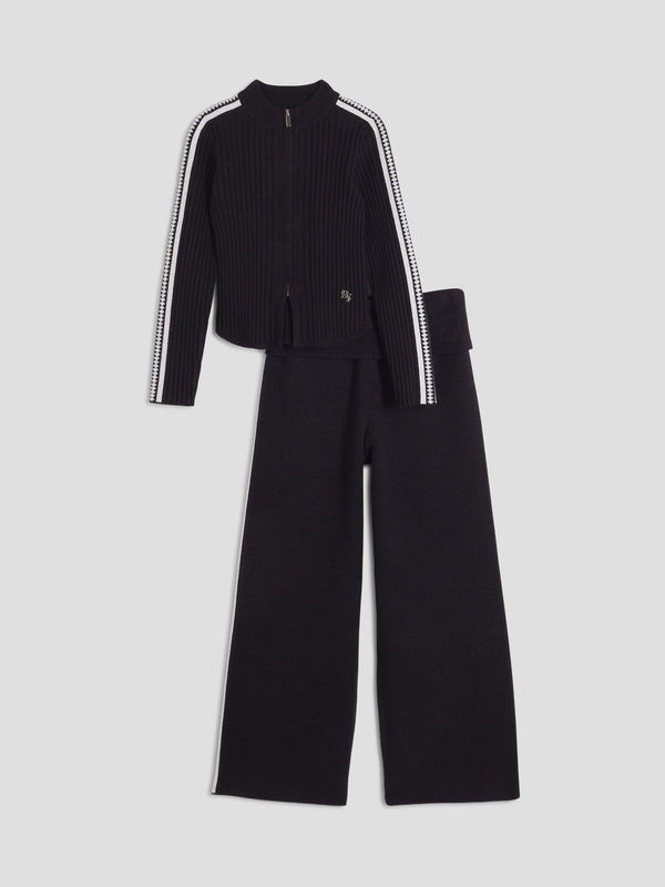 River Island Black Sporty Zip Thru Flare Set