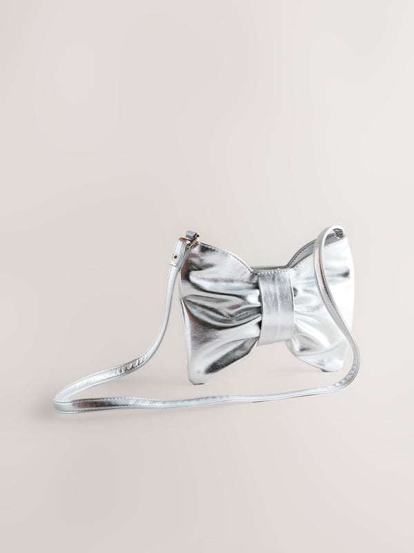 Silver Silver Sparkle Bow Bag
