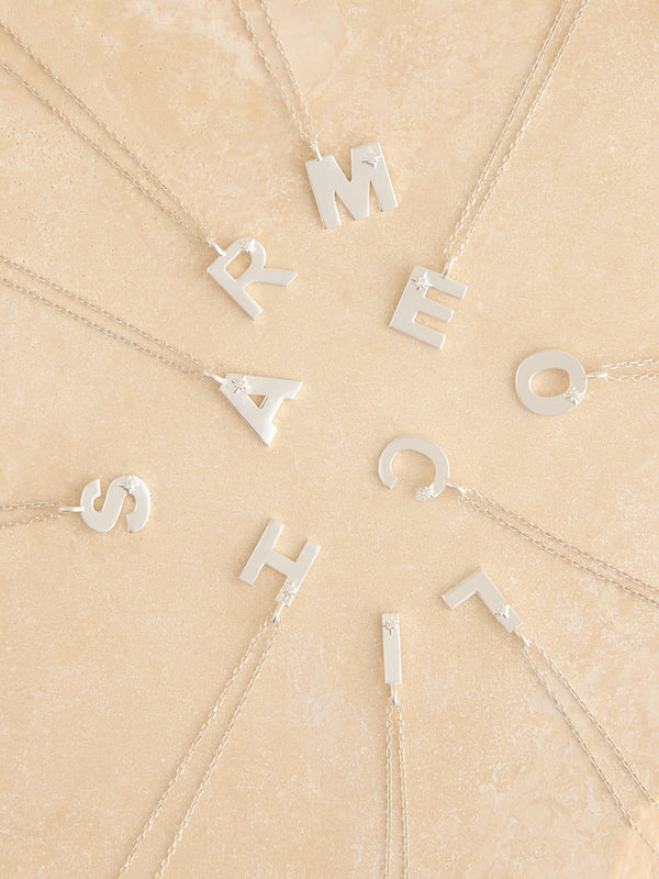 Silver Tone Sterling Initial Necklace