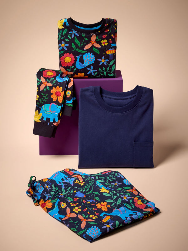 Black/Blue/Yellow Diwali Single Pyjamas (9mths-10yrs)